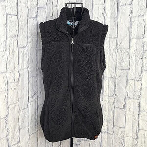 FREE COUNTRY Black‎ Zip Up Sherpa Vest Medium